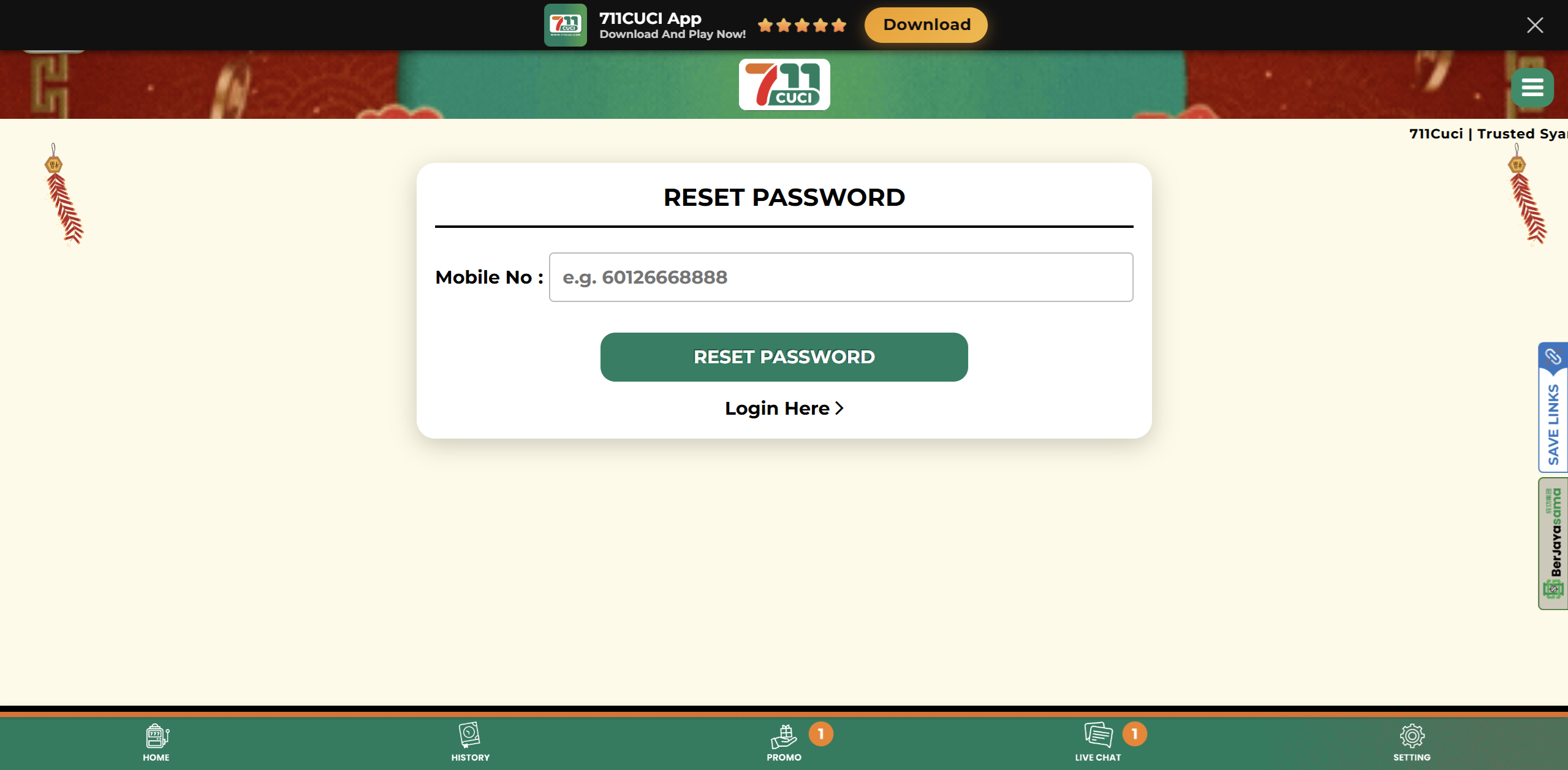 711Cuci forgot password page